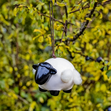 Hanging Ceramic Sheep With Wool 