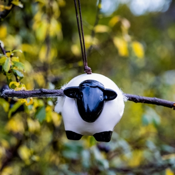 Hanging Ceramic Sheep With Wool 