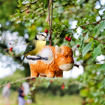 Hanging Ceramic Cow with Wool