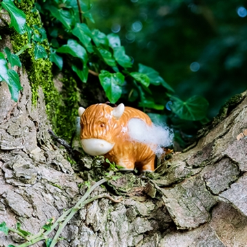 Hanging Ceramic Cow with Wool