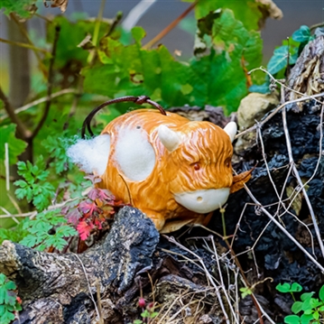 Hanging Ceramic Cow with Wool