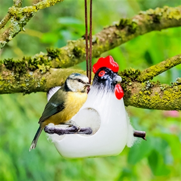 Hanging Ceramic Chicken with Wool