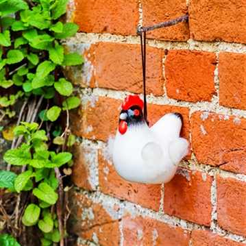 Hanging Ceramic Chicken with Wool