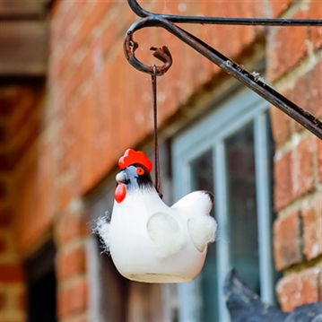 Hanging Ceramic Chicken with Wool