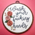 Thumbnail 2 - 6" Handmade Swearing Embroidery Hoop Bathroom Wall Hanging