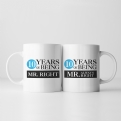 Thumbnail 4 - Set of Two 10 Years of Being Right Mr and Mrs Mugs