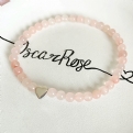 Thumbnail 2 - Handmade Beaded Rose Quartz and Sterling Silver Heart Bracelet