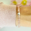 Thumbnail 3 - Handmade Beaded Rose Quartz and Sterling Silver Heart Bracelet