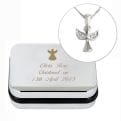 Thumbnail 1 - Personalised Christening Angel Necklace & Box