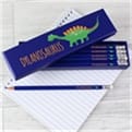Thumbnail 1 - Personalised Dinosaur Box of 12 Blue HB Pencils