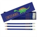 Thumbnail 5 - Personalised Dinosaur Box of 12 Blue HB Pencils