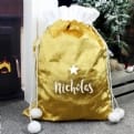 Thumbnail 1 - Personalised Name Only Gold Luxury Pom Pom Sack