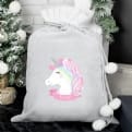 Thumbnail 3 - Personalised Christmas Unicorn Luxury Silver Grey Pom Pom Sack
