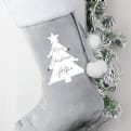 Thumbnail 2 - Personalised Christmas Tree Luxury Silver Grey Stocking
