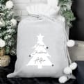 Thumbnail 1 - Personalised Christmas Tree Luxury Silver Grey Pom Pom Sack