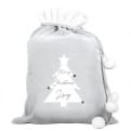Thumbnail 3 - Personalised Christmas Tree Luxury Silver Grey Pom Pom Sack