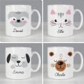 Thumbnail 1 - Personalised Cute Animal Face Mugs