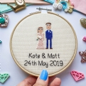Thumbnail 1 - Hand Stitched Personalised Wedding Portrait Embroidery Hoop