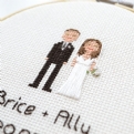 Thumbnail 3 - Hand Stitched Personalised Wedding Portrait Embroidery Hoop