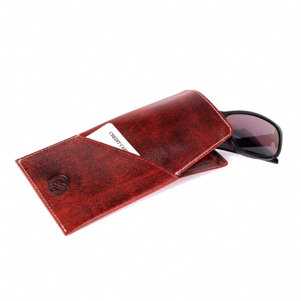 Cricket Buffalo Red Leather Glasses Case Cricket Buffalo Red Leather Glasses Case