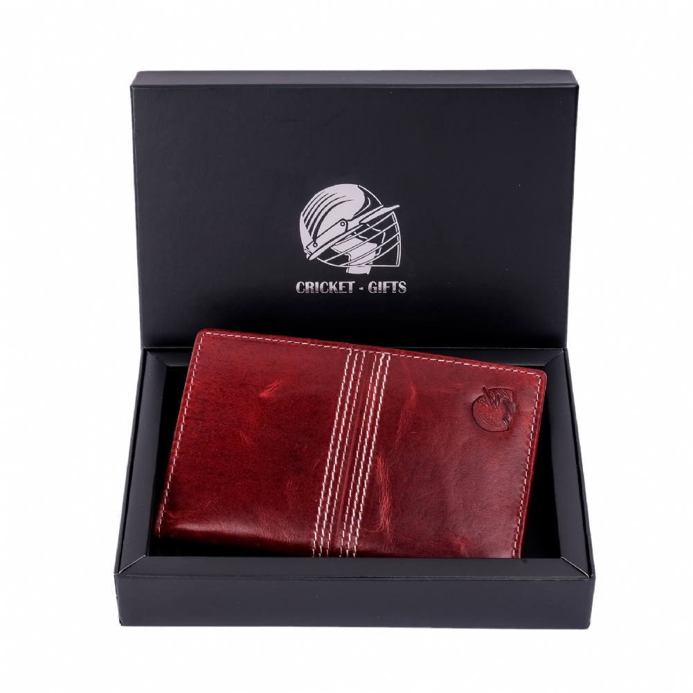 13Square Red Cricket Buffalo Leather Travel Wallet