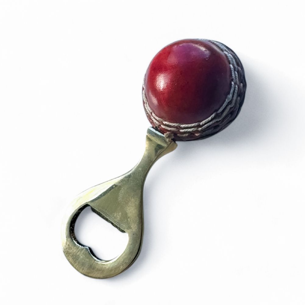 13Square Red Leather Mini Cricket Ball Bottle Opener