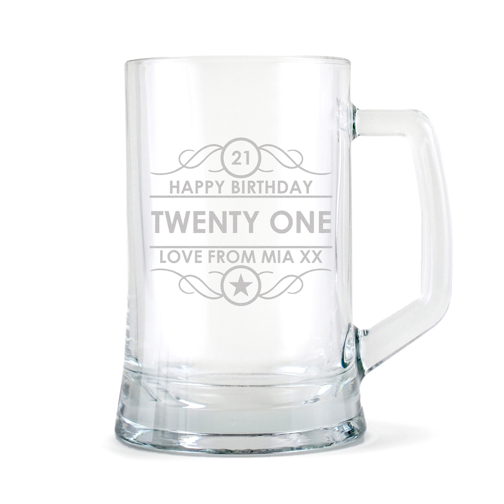 Personalised Memento Co Personalised 21St Birthday Glass Tankard