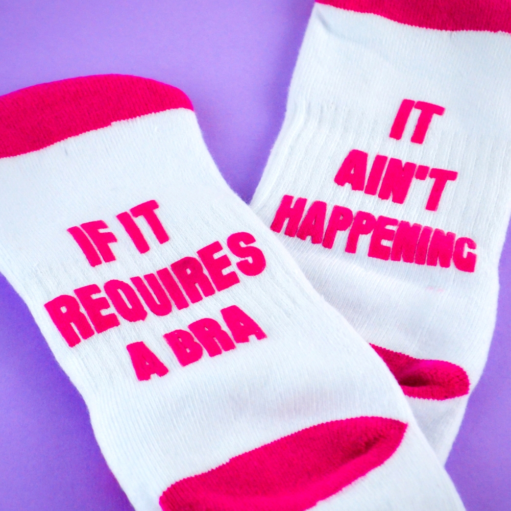 Addcore Ltd Women's White/Pink It Ain't Happening Funny Socks For