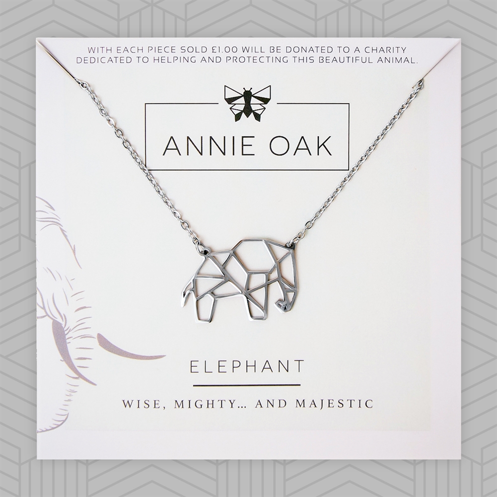 Annie Oak Silver Geometric Elephant Necklace