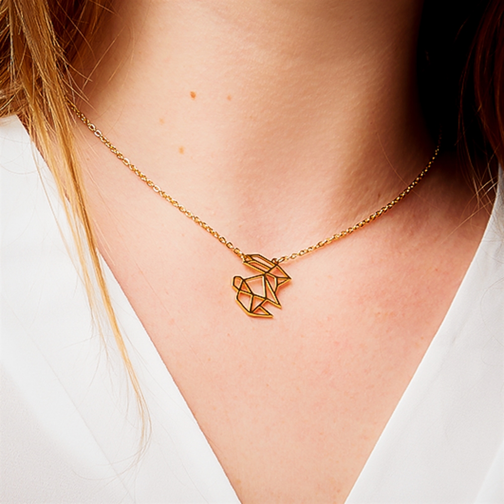 Annie Oak Gold Geometric Rabbit Necklace