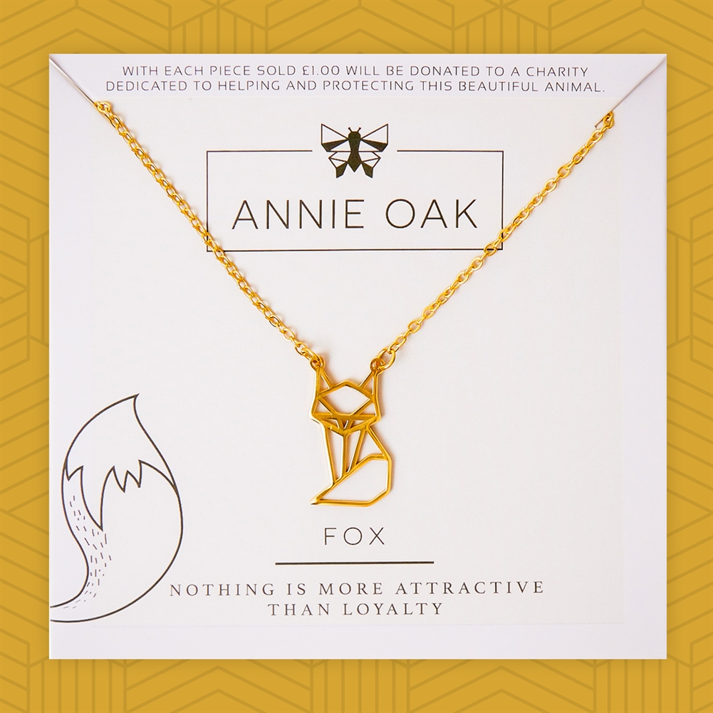 Annie Oak Gold Geometric Fox Necklace