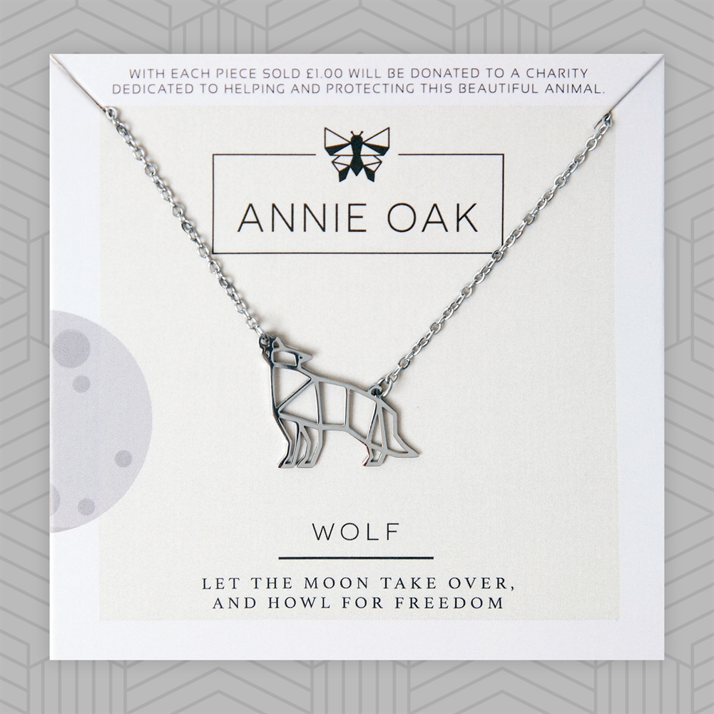 Annie Oak Silver Geometric Wolf Necklace