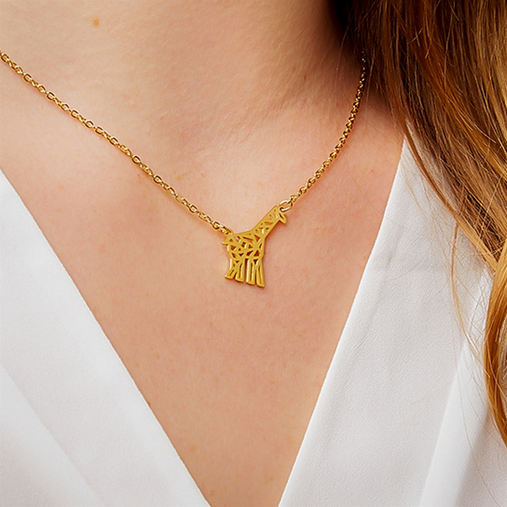 Annie Oak Gold Geometric Giraffe Necklace