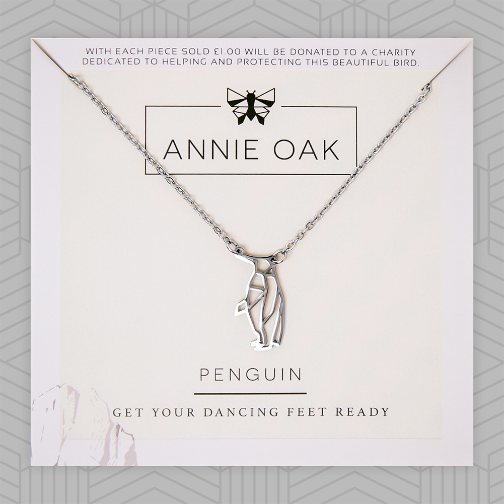 Annie Oak Silver Geometric Penguin Necklace