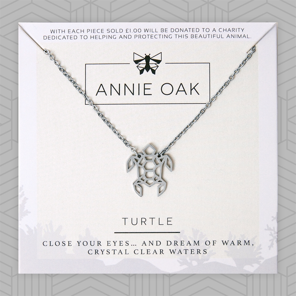 Annie Oak Silver Geometric Turtle Necklace