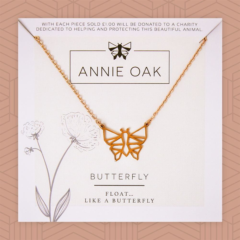 Annie Oak Gold/Silver Geometric Butterfly Necklace
