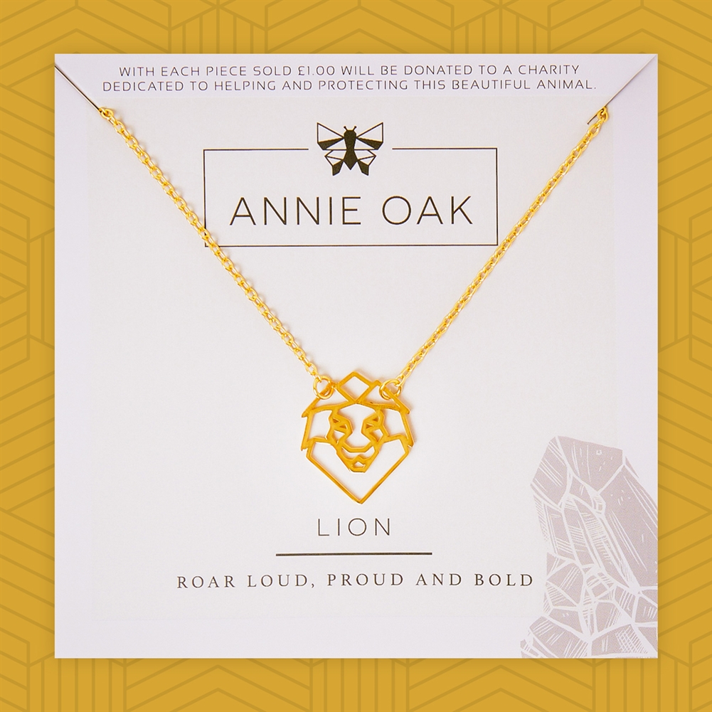 Annie Oak Gold Geometric Lion Necklace