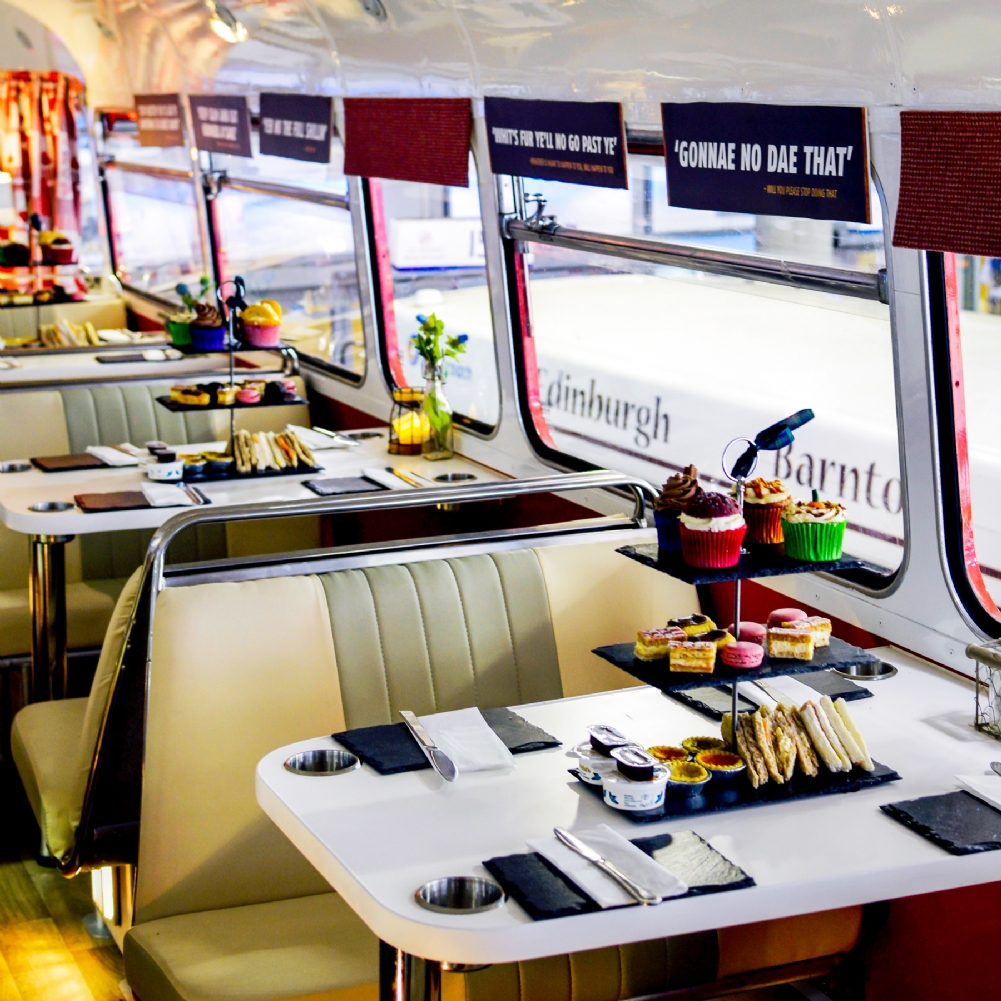 Activity Superstore Red Scottish City Bus Bistro Sparkling Afternoon Tea And Tour For Two