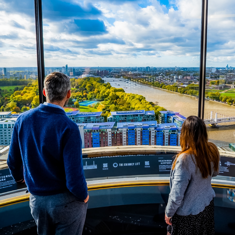 Activity Superstore The Chimney Lift At Battersea Power Station & 3 Course Lunch For 2