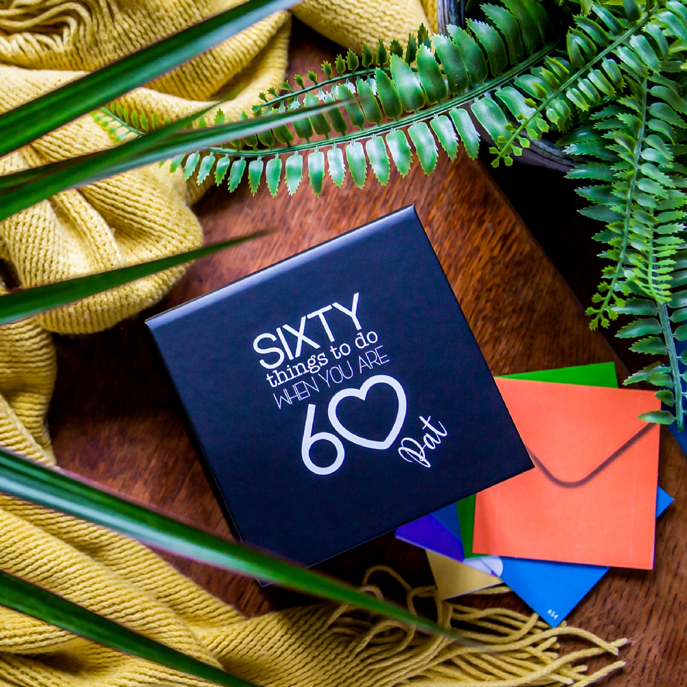 A Year Of Dates Cream/Black Personalised Sixty Things To Do When You Are 60 Gift Box
