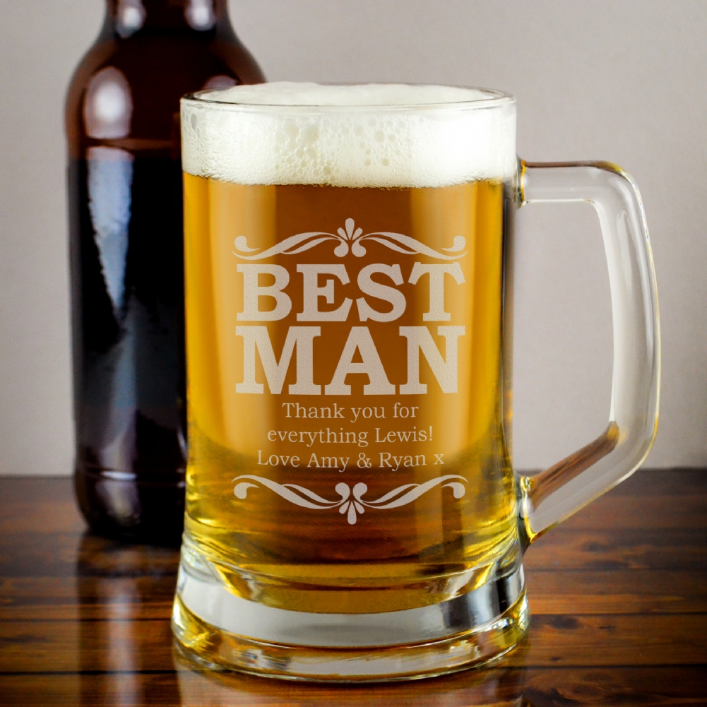 Personalised Best Man Glass Stern Tankard Personalised Best Man Glass Stern Tankard