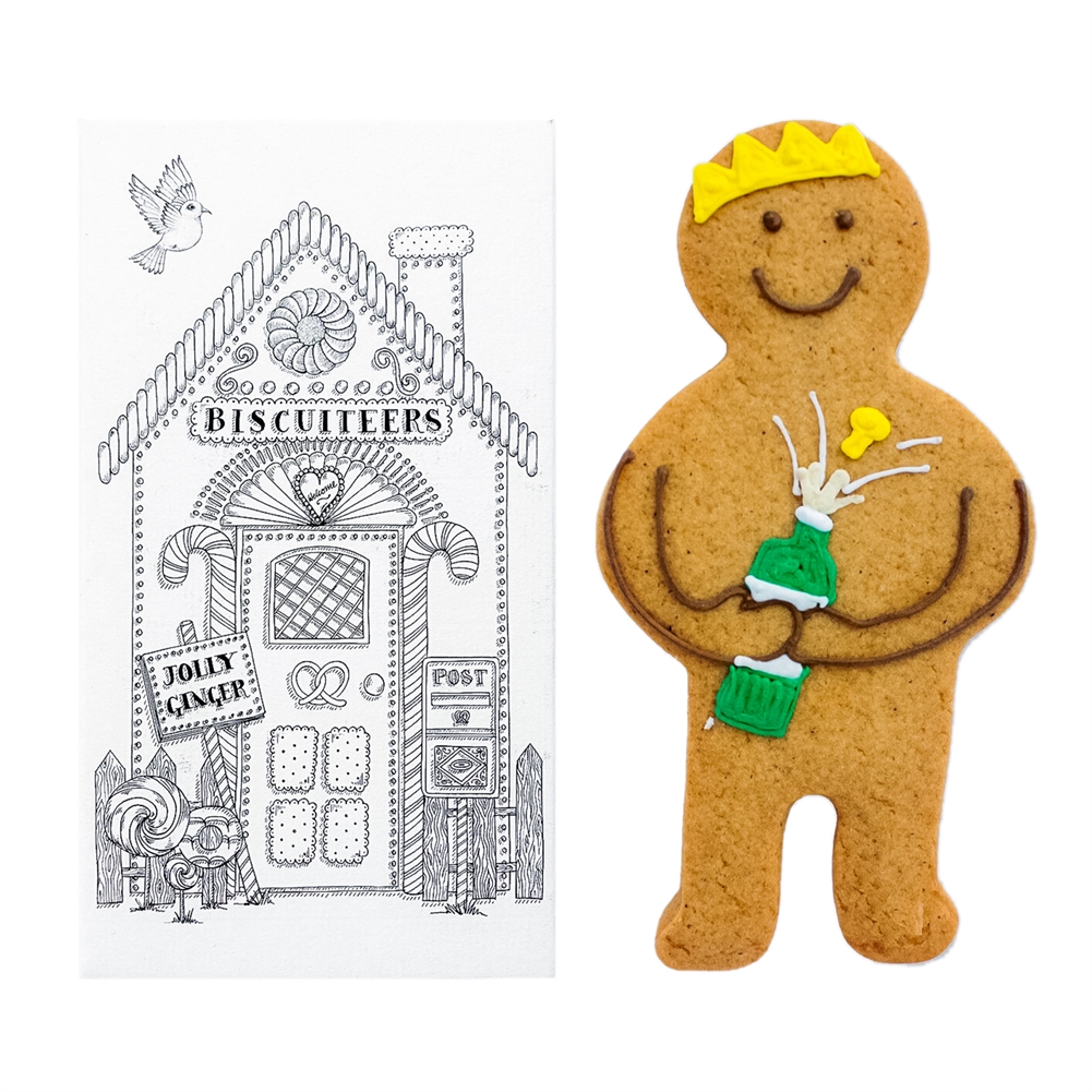 Biscuiteers Golden "Champagne Charlie" Jolly Ginger Letterbox Biscuit