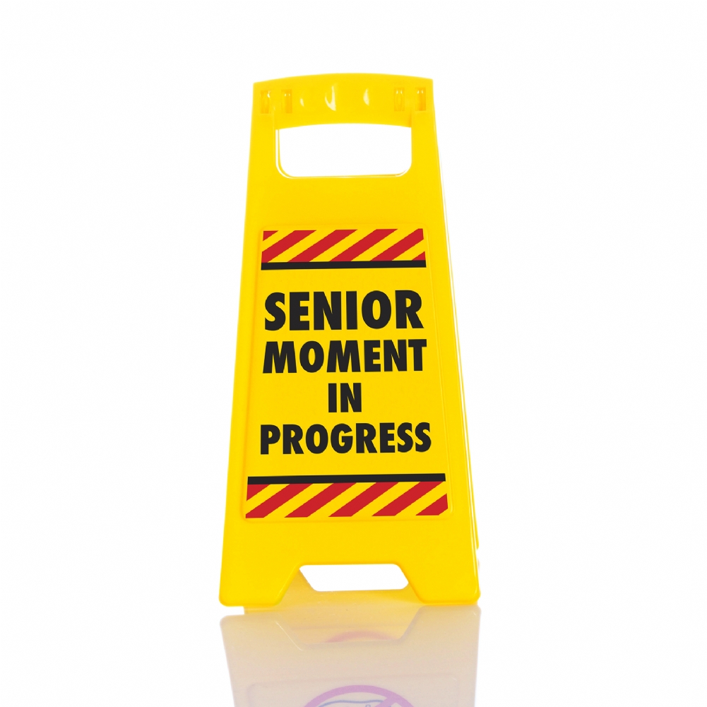 Boxer Games Desk Warning Sign: Senior Moment