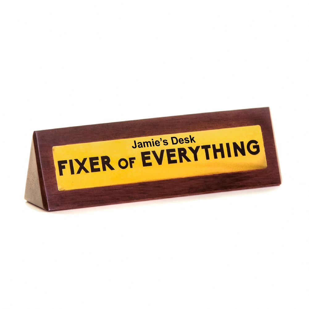 Boxer Games Men's Gold Fixer Of Everything" Wooden Desk Sign