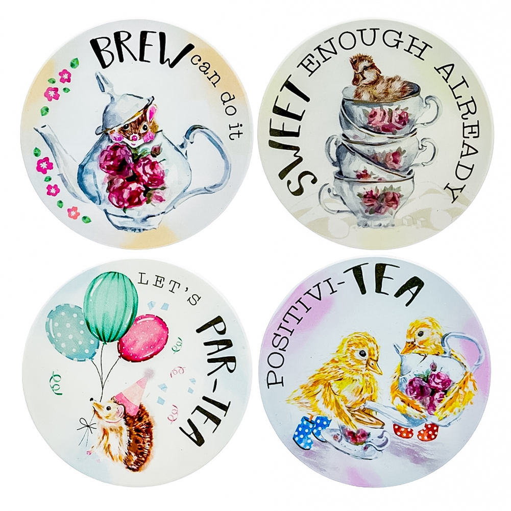 Ceramic Coaster Set – Time for Tea Ceramic Coaster Set – Time for Tea