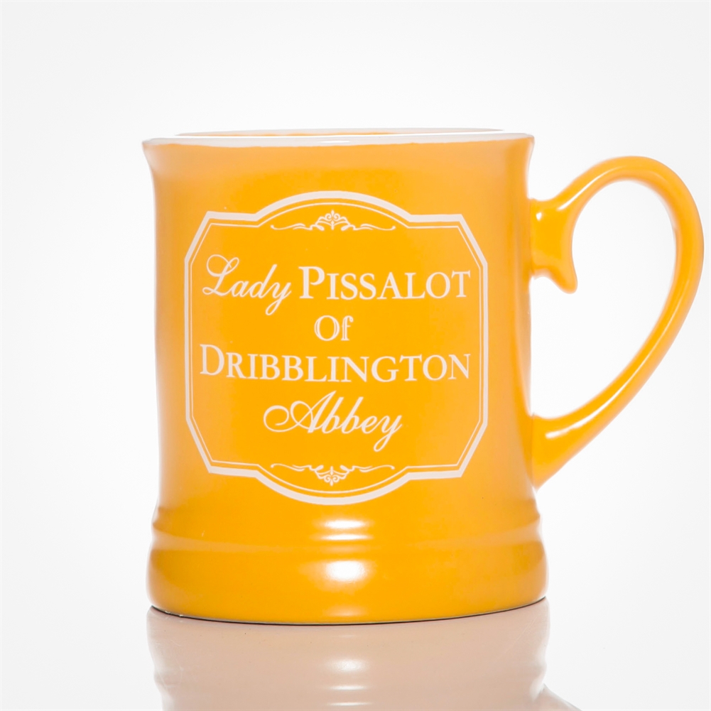 Boxer Games Yellow/White Lady Piss A Lot Of Dribblington Victoriana Mug