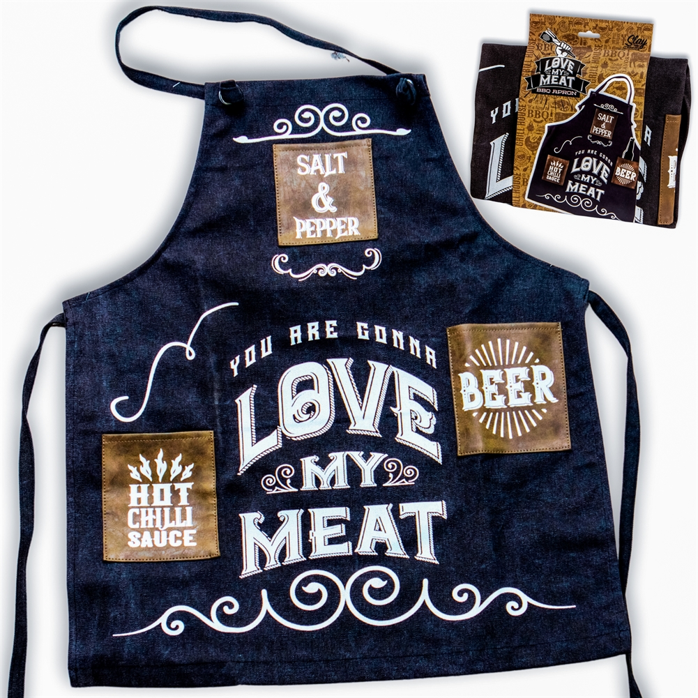 Boxer Games Brown/Black Man's Love My Meat Canvas Apron