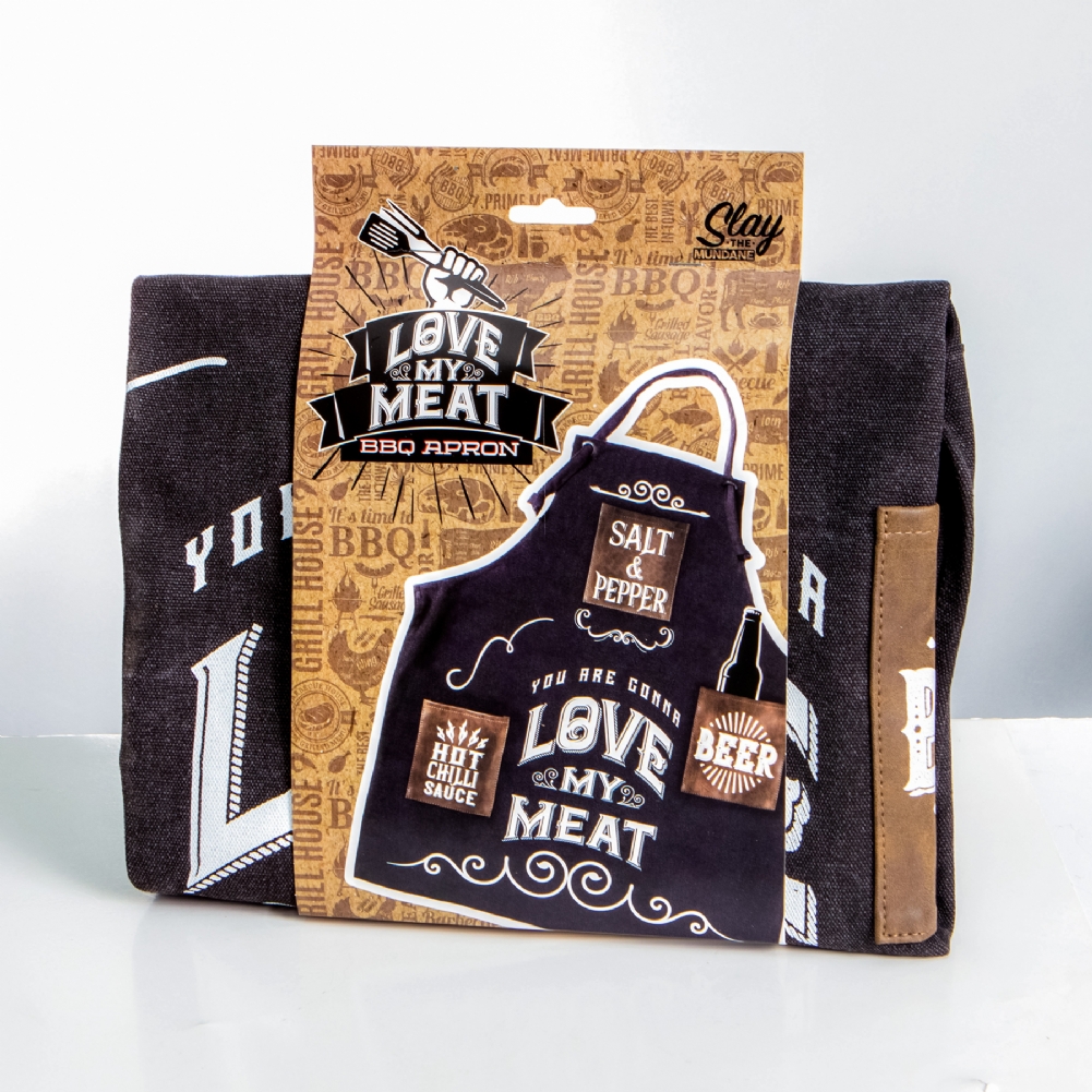 Boxer Games Black/White/Brown Love My Meat Bbq Cooking Apron