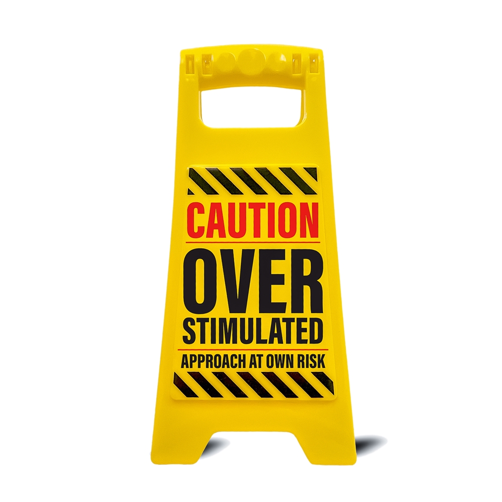 Boxer Games Caution - Overstimulated Desk Warning Sign