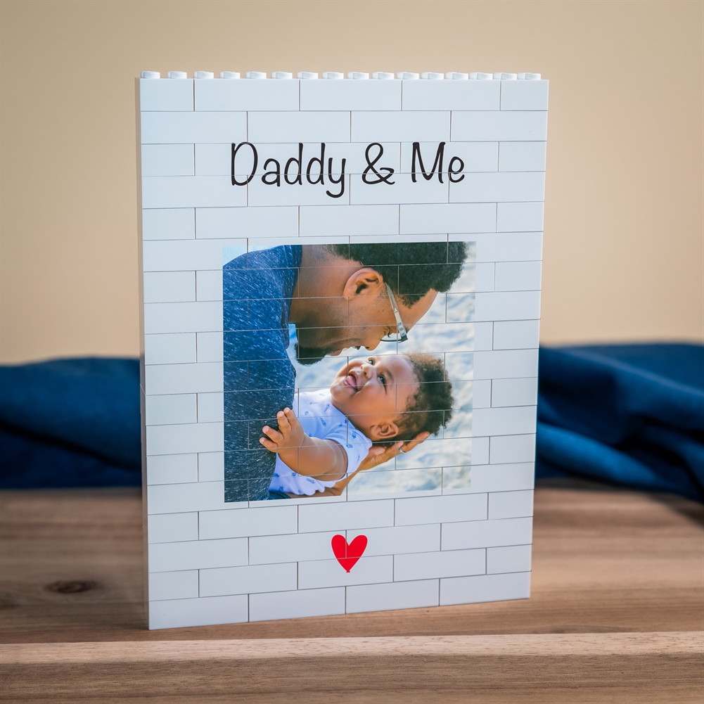 Brickbybrick23 Red Personalised "Daddy & Me" Lego® Brick Photo Upload Blocks